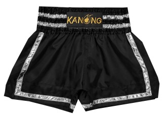 กางเกงมวยไทย กางเกงมวย Kanong : KNS-140 ดำ/เงิน